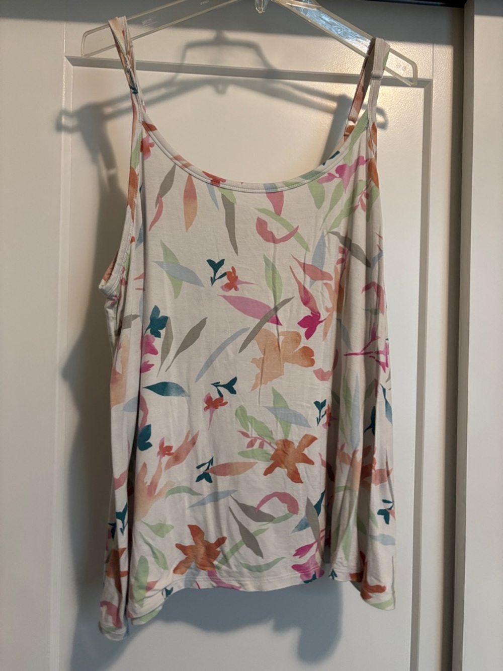 torrid White Floral Spaghetti Strap Tank with Multi-Color Print
